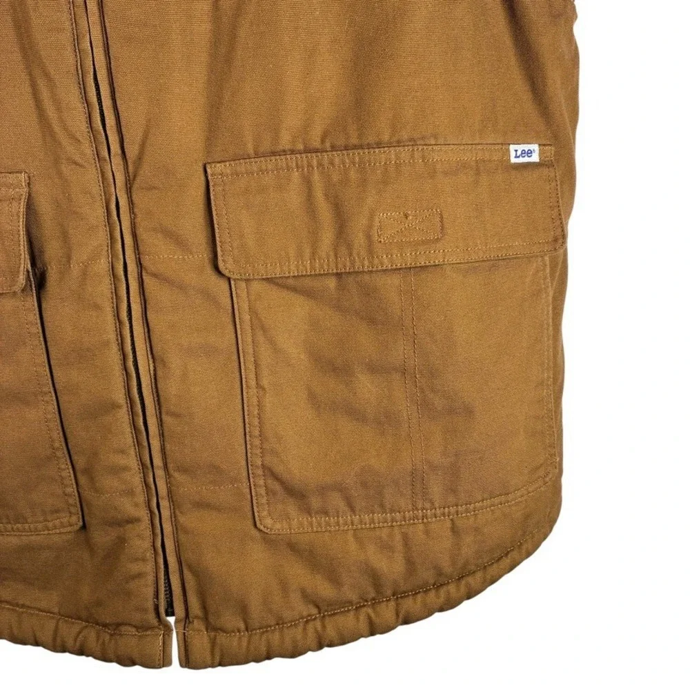 LEE Workwear Sherpa Lined Vest Full Zip Durable Canvas Men's‎ Sz XL Tobacco NWOT